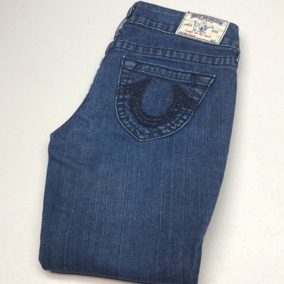 LIKE NEW TRUE RELIGION STELLA SKINNY JEANS 27x33 MADE IN USA 🇺🇸 - Picture 1 of 14